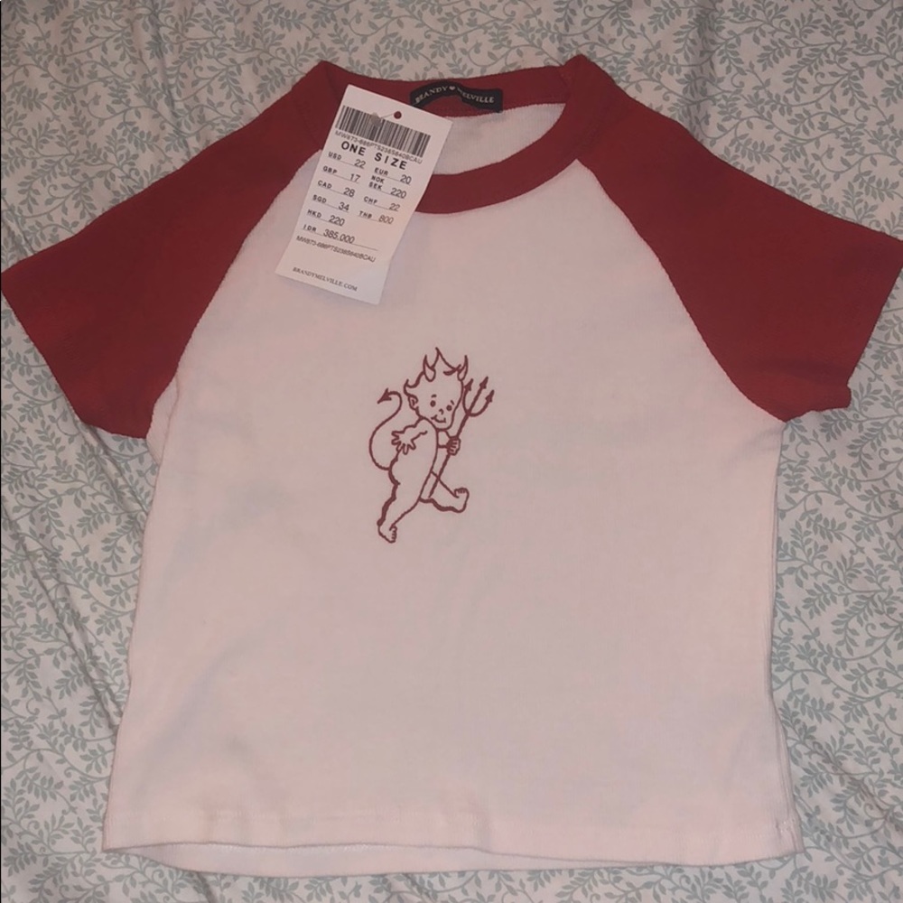 Brandy Melville Red and white Devil tee